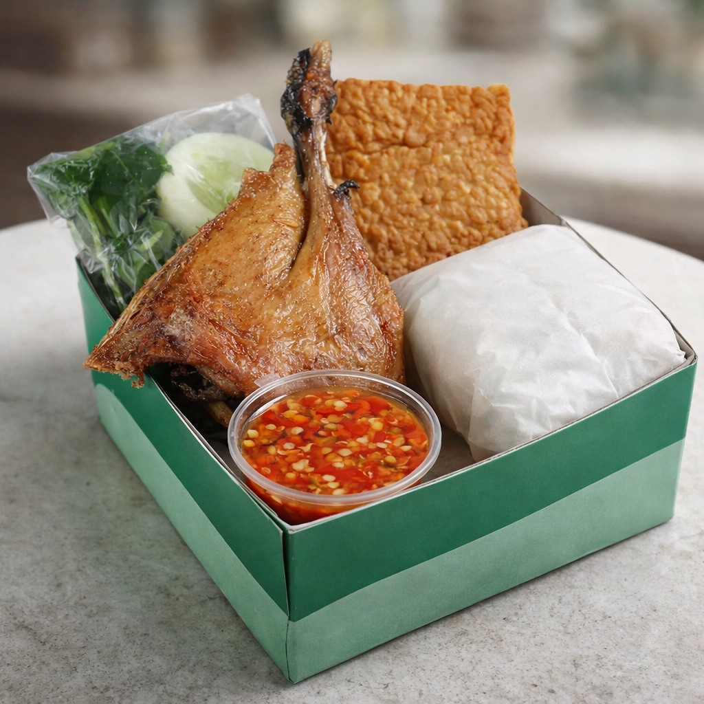 NASI BOX BEBEK PAHA + TEMPE
